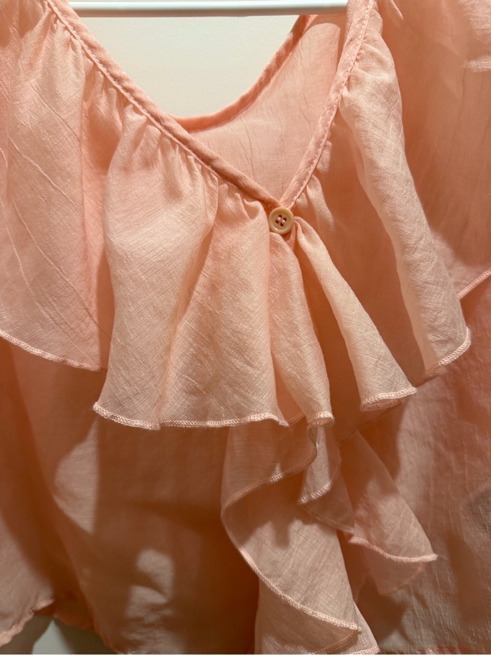 Peach Ruffle V-Neck Long Sleeve Blouse - Picture 11 of 12